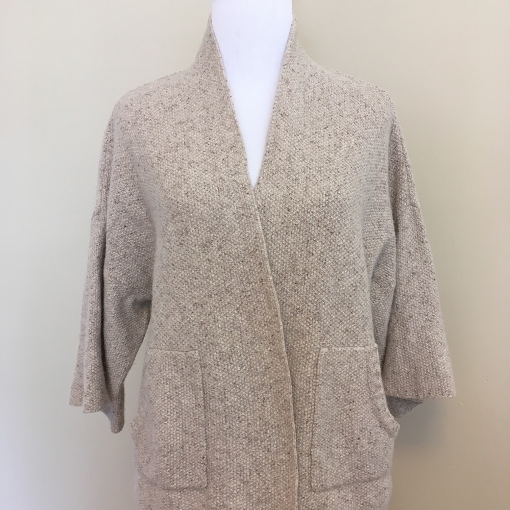Eileen Fisher Open Front Cardigan Beige Small